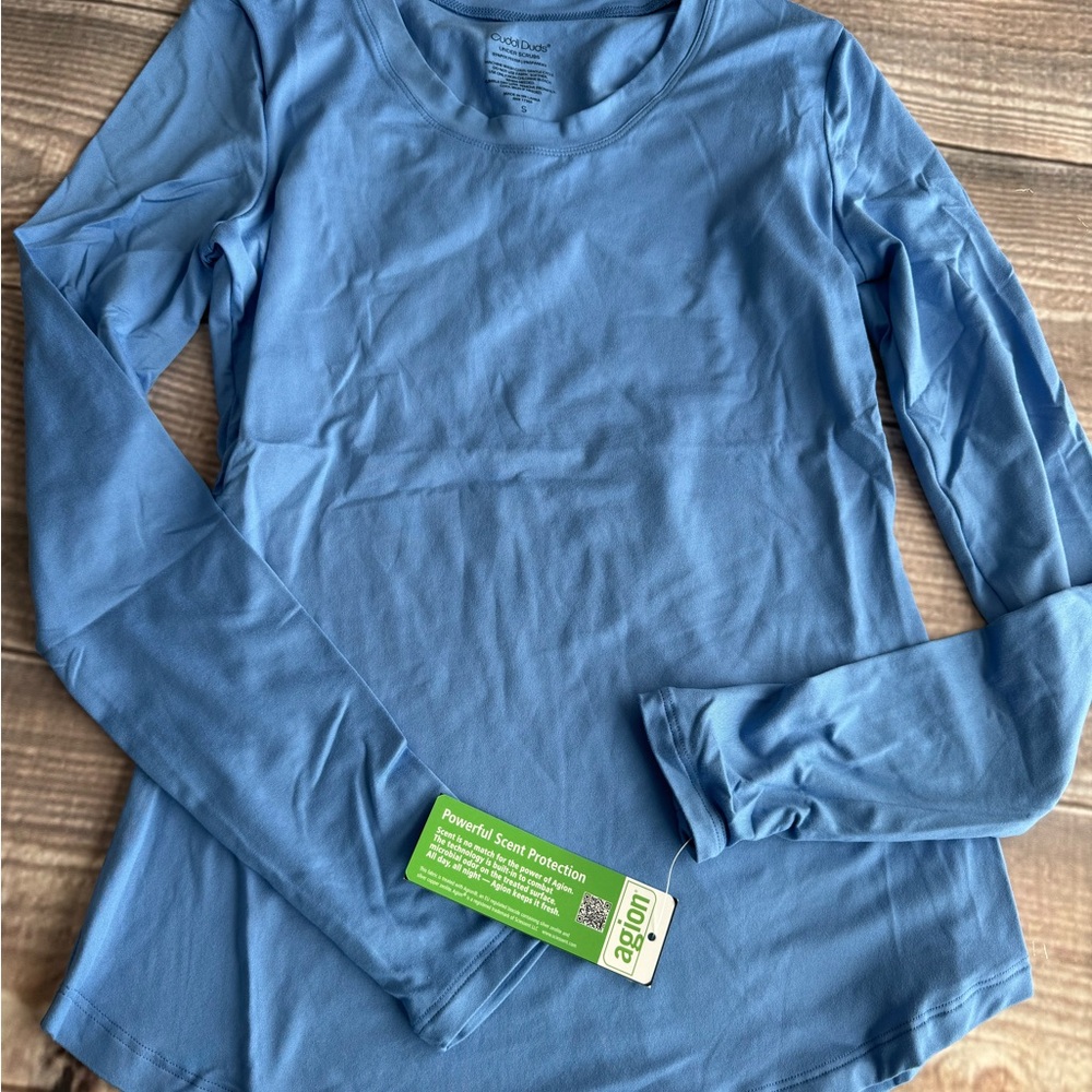 Cuddl Duds Ceil Blue Underscrub Shirt Small